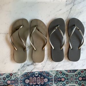 Silver and gold Havainanas  Size 37-38